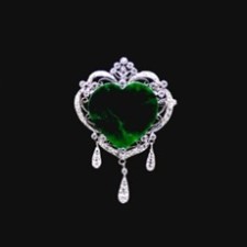 하트 비취목걸이 브로치 겸용