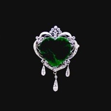 하트 비취목걸이 브로치 겸용